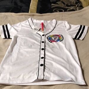 Kids White Baseball Style Shirt